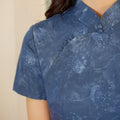 Blue-and-White Porcelain Botanical Indigo Silk | Modern one-Pieces Qipao Dress (箐黛)
