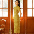 Blue-and-White Porcelain Botanical Indigo Silk | Modern one-Pieces Qipao Dress (箐黛)