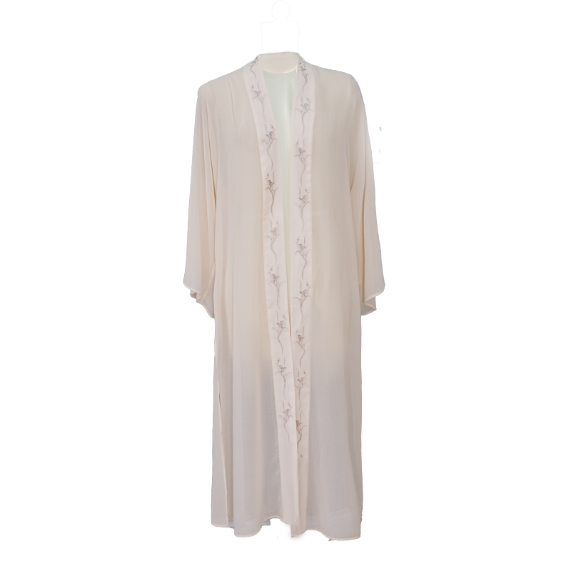 Pale Pink Silk Embroidered | Hanfu-Style Long Draped Cardigan (菲芸)