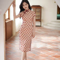 Apricot Geometric Diamond Pattern| Modern one-Pieces Qipao Dress（方仪） - E·Beauty