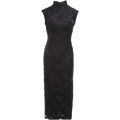 Black Minimalist Silk Burnout | Modern one-Pieces Qipao Dress(风琉璃)
