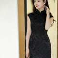 Black Minimalist Silk Burnout | Modern one-Pieces Qipao Dress(风琉璃)