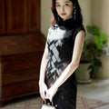 Black Minimalist Silk Burnout | Modern one-Pieces Qipao Dress(风琉璃)