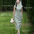 Soft green painterly print| Modern one-Pieces Qipao Dress（婺曼）