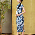 Imperial Kiln-inspired blue-white motif| Modern one-Pieces Qipao Dress（珈蓝） - E·Beauty