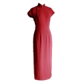 Haute Couture Red Acetate Fabric| Modern one-Pieces Qipao Dress（妗鸿） - E·Beauty