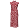 Pompeian Red Lobelia pattern| Modern one-Pieces Qipao Dress（龙葵） - E·Beauty