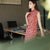 Pompeian Red Lobelia pattern| Modern one-Pieces Qipao Dress（龙葵） - E·Beauty