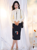 Pearl White Elegance: Crystal Knot Lace | Neo-Chinese Jacket(露婧)