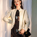 Pearl White Elegance: Crystal Knot Lace | Neo-Chinese Jacket(露婧)