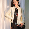 Pearl White Elegance: Crystal Knot Lace | Neo-Chinese Jacket(露婧)
