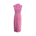 Pink Satin Jacquard Fabric with Silk Finish| Modern one-Pieces Qipao Dress（梅闵） - E·Beauty