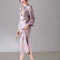 Lilac Purple Handwoven Song Brocade Silk | Modern one-Pieces Qipao Dress  (梦予)