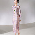 Lilac Purple Handwoven Song Brocade Silk | Modern one-Pieces Qipao Dress  (梦予)