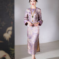 Lilac Purple Handwoven Song Brocade Silk | Modern one-Pieces Qipao Dress  (梦予)