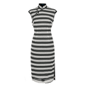 Black and white wave pattern| Modern one-Pieces Qipao Dress（觅晴） - E·Beauty