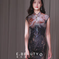 Rose print pattern|Gold-thread embroidered mermaid skirt（亦玫）