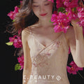 Peach-Tinted Camellia Embroidery | Slip Mermaid Gown（妤婉）