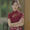 Burgundy Lace Embroidery | Modern one-Pieces Qipao Dress（绯颜）