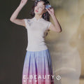 White|Orchid Embroidery Modern one-Pieces Qipao blouse（令娴）