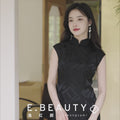 Black Minimalist Silk Burnout | Modern one-Pieces Qipao Dress(风琉璃)