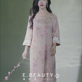 Jade-Pink Jinling Satin "Kitten Chasing Butterflies" | Modern one-Pieces Qipao Dress(芳妍)