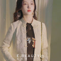 Pearl White Elegance: Crystal Knot Lace | Neo-Chinese Jacket(露婧)