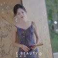 Lilac purple|Modern one-Pieces spaghetti strap dress（馨竹）