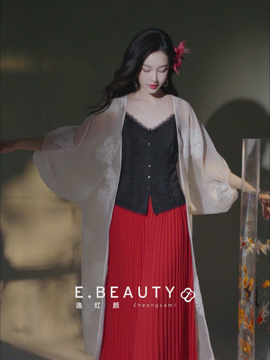 Vibrant Red|Modern Pleated Trousers(舒影）