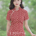 Red striping| Modern one-Pieces Qipao Dress（海云）