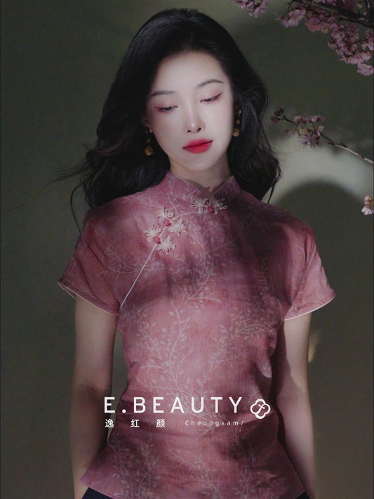rouge color|Modern one-Pieces Qipao top（安悦）