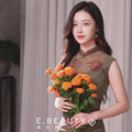 Red rose in Forest Stretch Tulle with Memory Elasticity| Modern one-Pieces Qipao Dress（悠望）