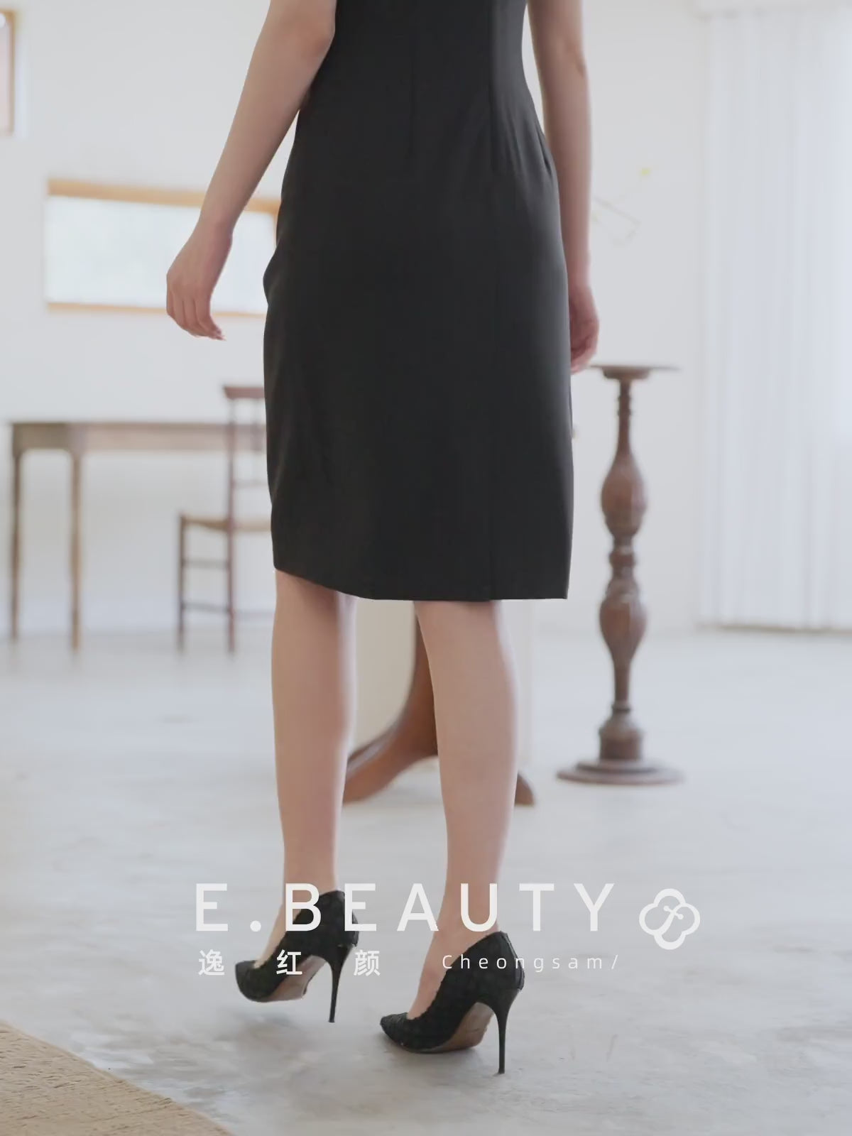 Black Haute couture beadwork| Modern one-Pieces Qipao Dress（香薷）