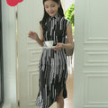black and white stripes|Modern one-Pieces Qipao Dress（香嵩）