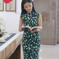 White tulip pattern| Modern one-Pieces Qipao Dress（沁心）
