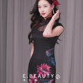 Black Ground with Floral Motifs | Modern one-Pieces Qipao Dress（晚俪）