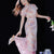 Pink Water Nymph Jinling Satin Embroidery | Modern one-Pieces Qipao Dress(浅椿)