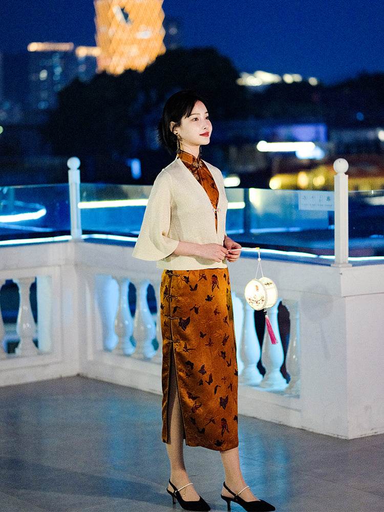 Off-White 3/4 Sleeve Knit Cardigan(沁秦) - E·Beauty