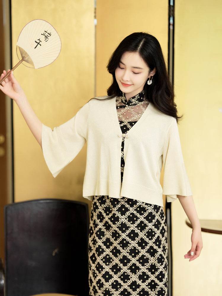 Off-White 3/4 Sleeve Knit Cardigan(沁秦) - E·Beauty