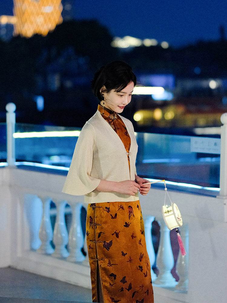 Off-White 3/4 Sleeve Knit Cardigan(沁秦) - E·Beauty