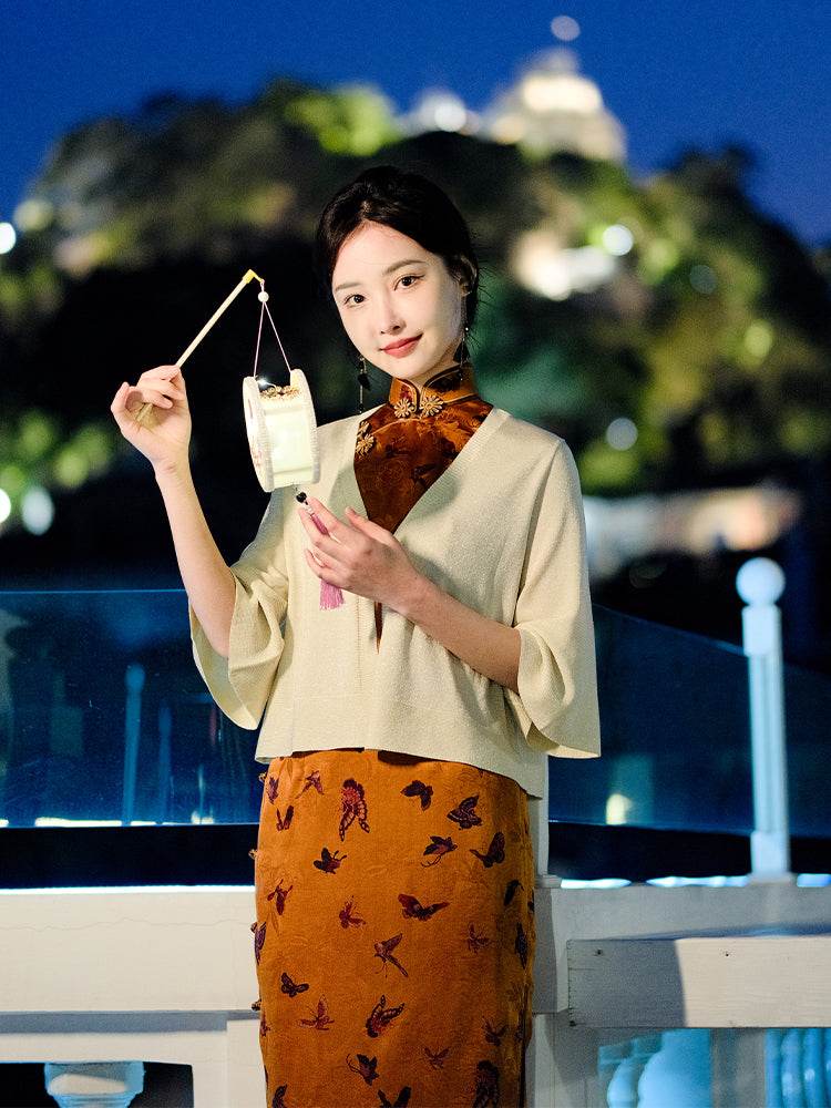 Off-White 3/4 Sleeve Knit Cardigan(沁秦) - E·Beauty