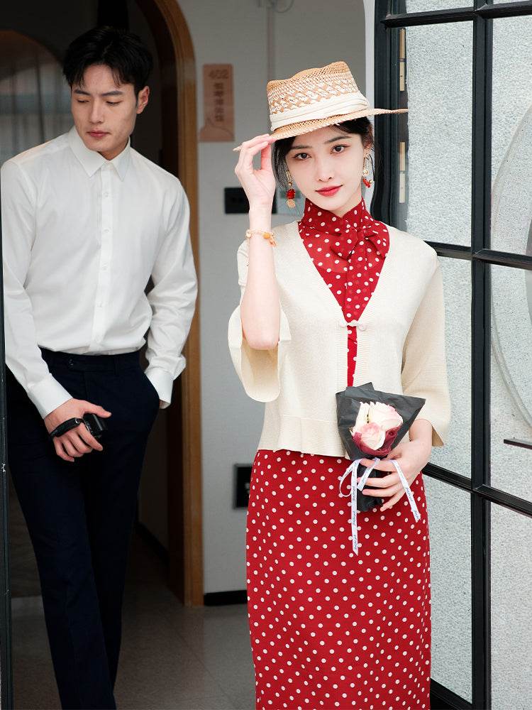 Off-White 3/4 Sleeve Knit Cardigan(沁秦) - E·Beauty