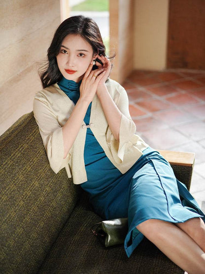 Off-White 3/4 Sleeve Knit Cardigan(沁秦) - E·Beauty