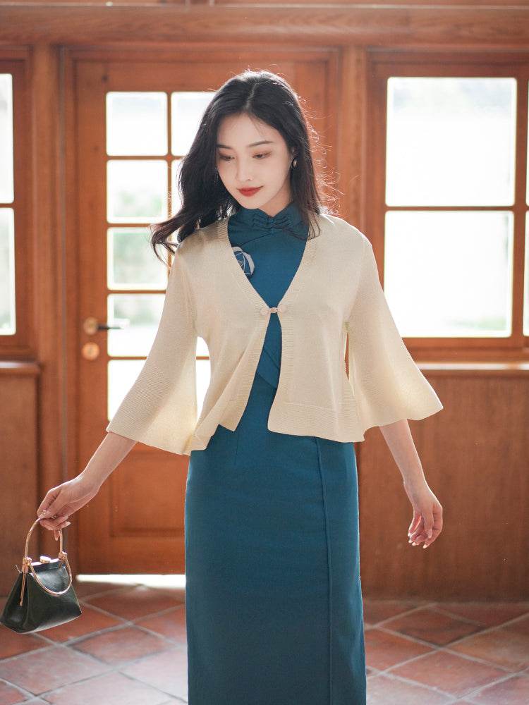 Off-White 3/4 Sleeve Knit Cardigan(沁秦) - E·Beauty