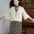 Off-White 3/4 Sleeve Knit Cardigan(沁秦) - E·Beauty