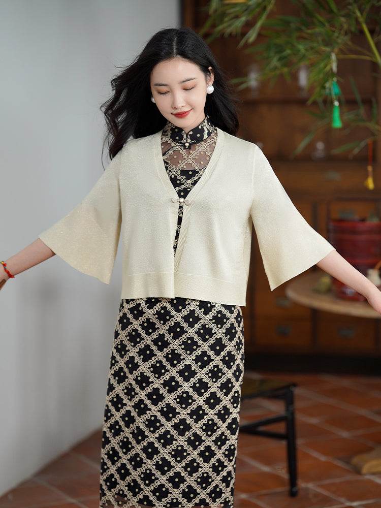 Off-White 3/4 Sleeve Knit Cardigan(沁秦) - E·Beauty