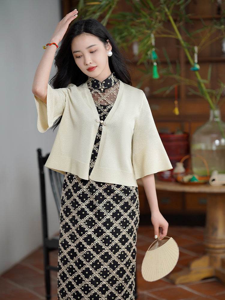 Off-White 3/4 Sleeve Knit Cardigan(沁秦) - E·Beauty