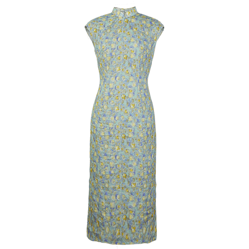 Soft green painterly print| Modern one-Pieces Qipao Dress（婺曼） - E·Beauty