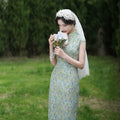 Soft green painterly print| Modern one-Pieces Qipao Dress（婺曼） - E·Beauty