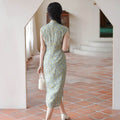 Soft green painterly print| Modern one-Pieces Qipao Dress（婺曼） - E·Beauty